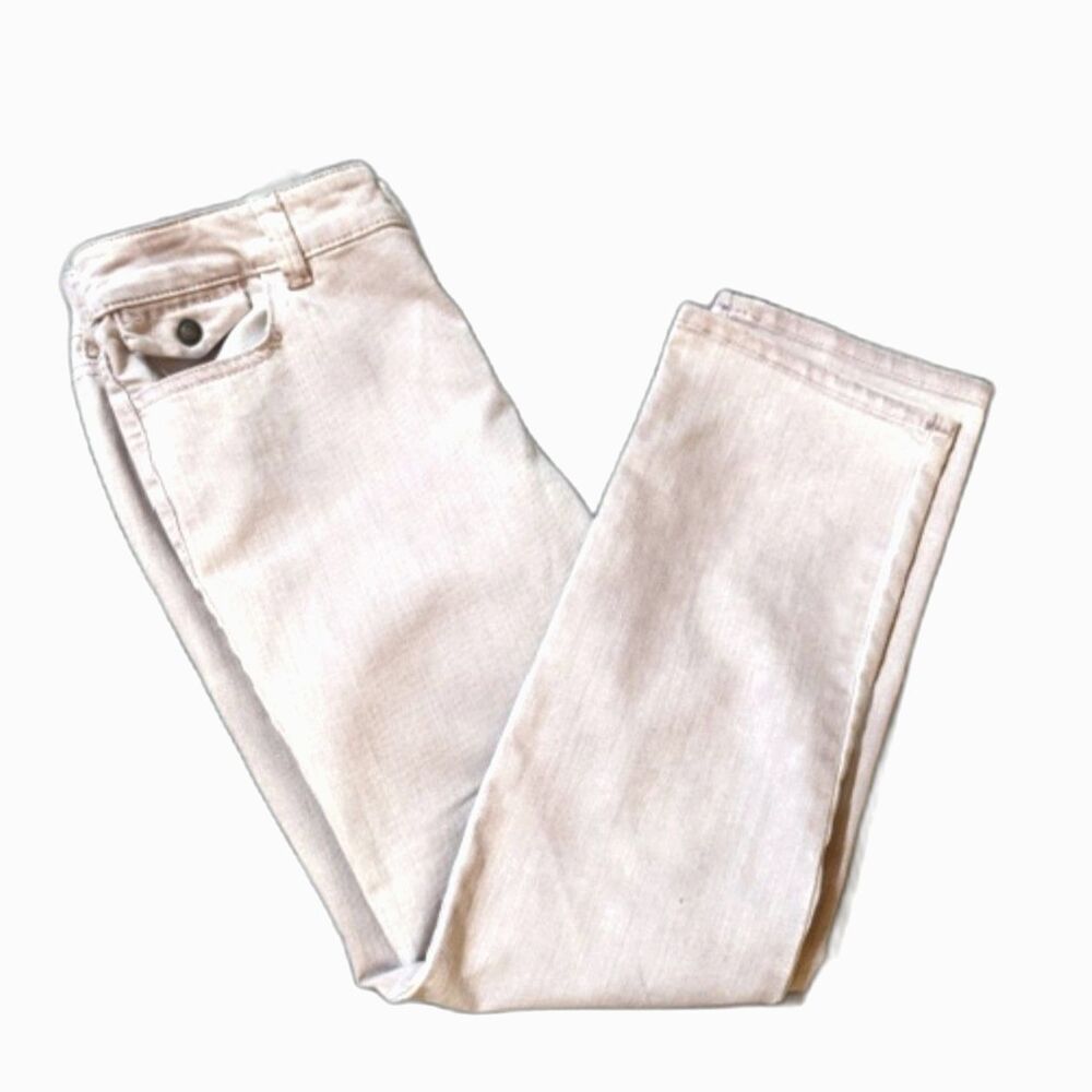 Chico’s Platinum Denim Pink Jeans Size 00 Straight Leg Stretch Mid Rise